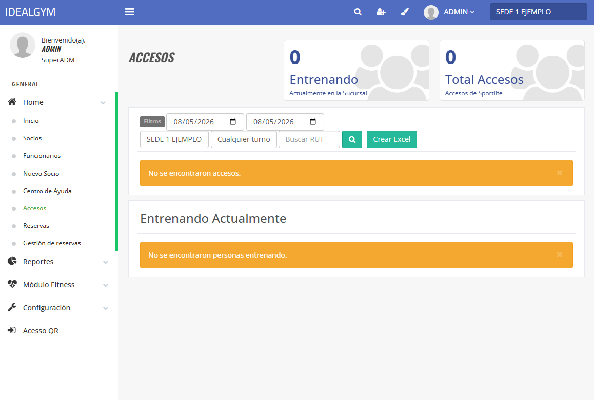 Panel de Accesos